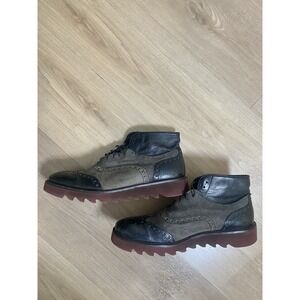 Donald J Pliner Wingtip Lace Up  STU Gray Suede Leather Boots  Men's Size‎ 8